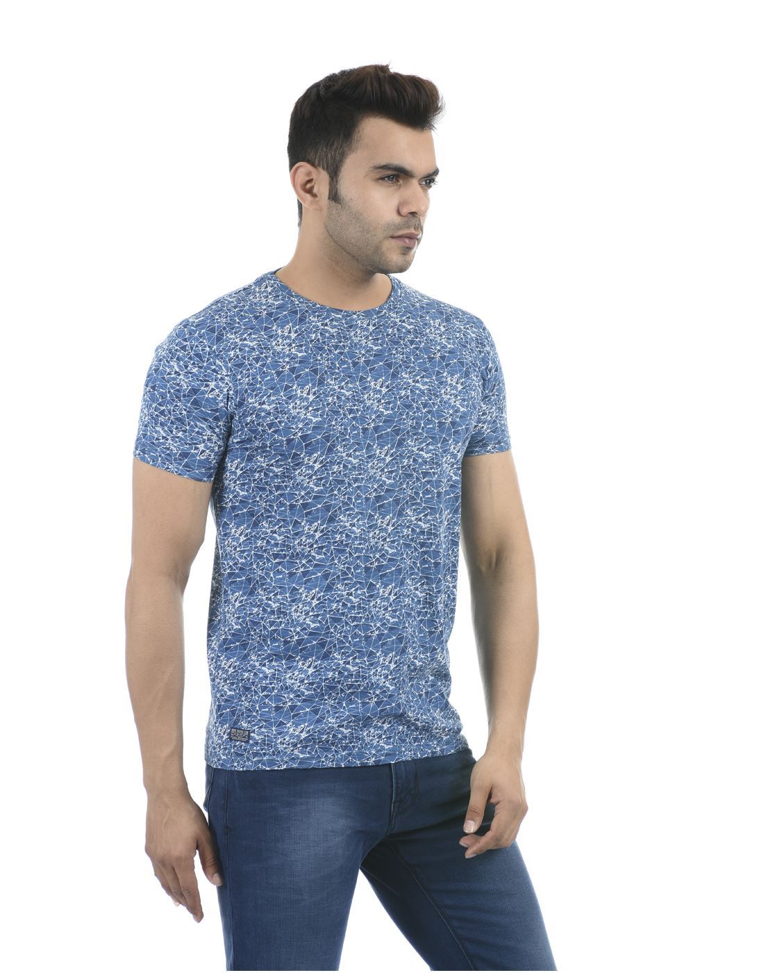 Pepe Jeans Men Casual Wear Blue Printed T-Shirt